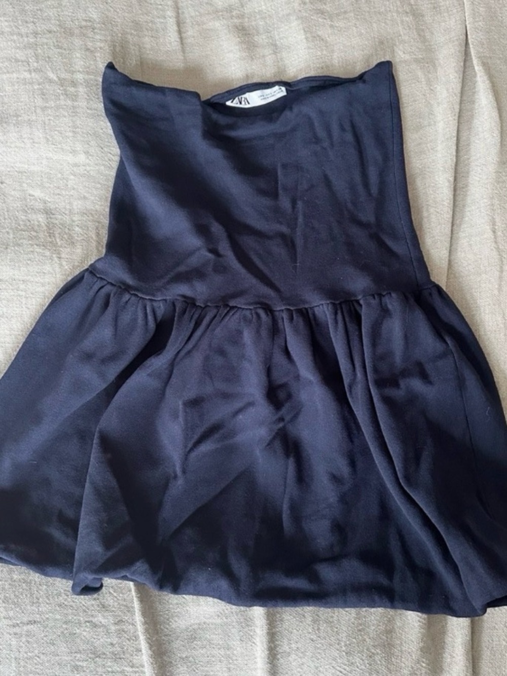 Zara Dark Navy Sleeveless Peplum Top